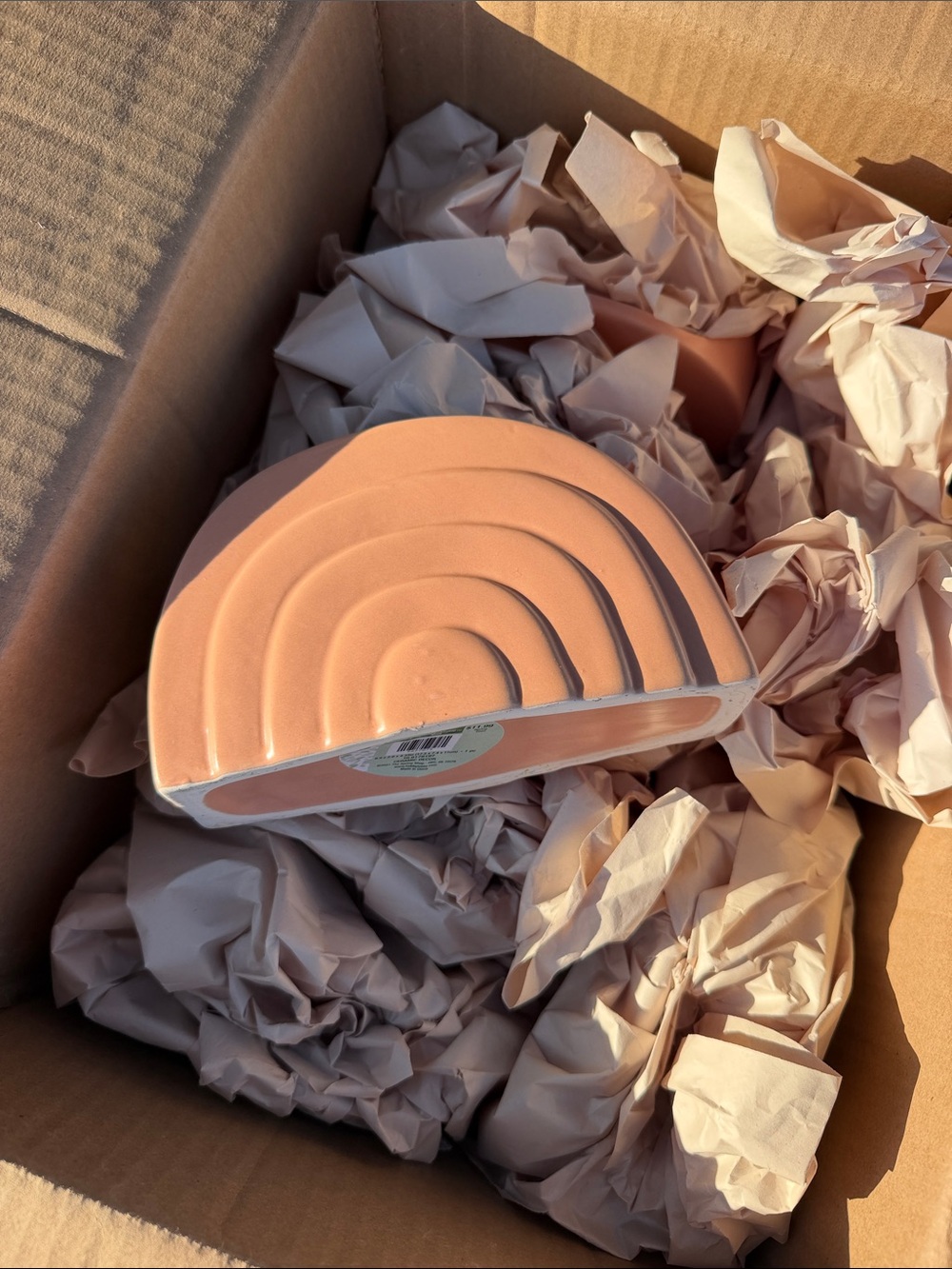 Hobby Lobby Peach Ceramic Rainbow Shelf Vase